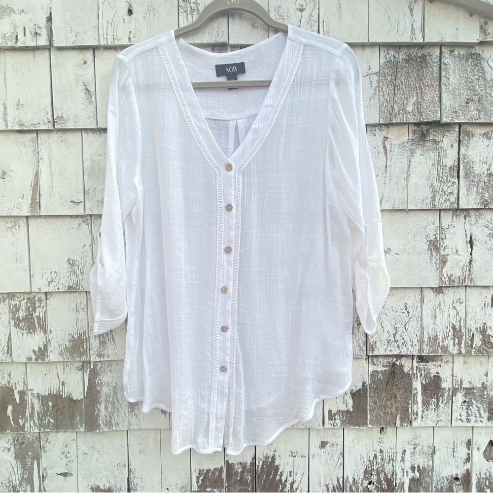 AGB Button Down White Shirt